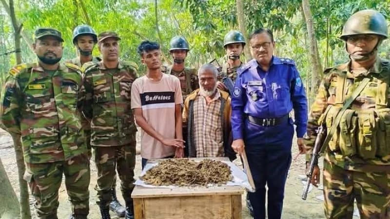 কুমিল্লার মুরাদনগর উপজেলায় ১ কেজি গাঁজাসহ দুই মাদক ব্যবসায়ী আটক