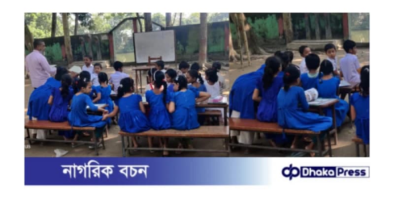 মুরাদনগরে শত বছরের পুরনো স্কুলের ক্লাস চলে খোলা আকাশের নিচে