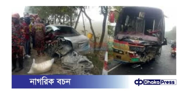 নওগাঁয় বাস-মাইক্রোবাস মুখোমুখি সংঘর্ষ, নিহত ২,আহত ২