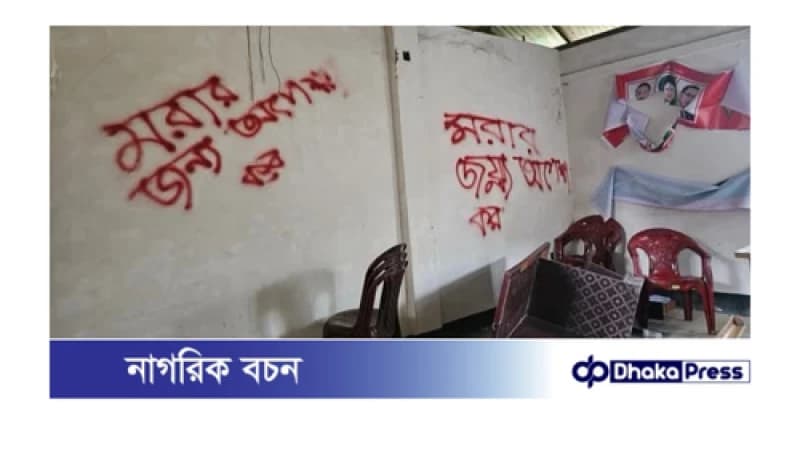 রায়পুরায় বিএনপি অফিসে হামলা: দেয়ালে হুমকি লেখার ঘটনায় উত্তেজনা