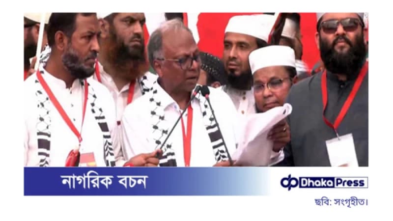 সোহরাওয়ার্দী উদ্যানে ‘মার্চ ফর গাজা’: মাহমুদুর রহমানের কণ্ঠে ফিলিস্তিনের পক্ষে ঘোষণাপত্র পাঠ