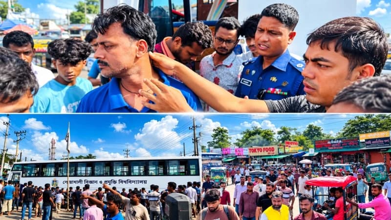 নোবিপ্রবির বাস ভাঙচুর, চালককে মারধর; গ্রেপ্তার ২