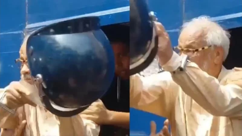 প্রিজন ভ্যান থেকে হেলমেট ছুড়ে ফেললেন আখতারুজ্জামান, এক দ...