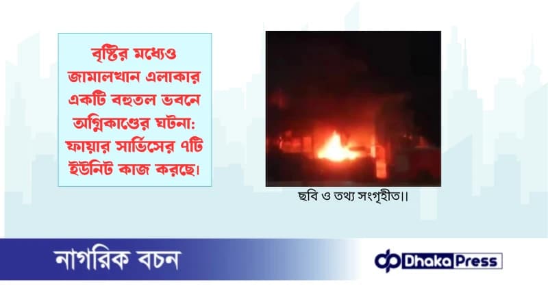 বৃষ্টির মধ্যেও জামালখান এলাকার একটি বহুতল ভবনে অগ্নিকাণ্ডের ঘটনা: ফায়ার সার্ভিসের ৭টি ইউনিট কাজ করছে বৃষ্টির মধ্যেও জামালখান এলাকার একটি বহুতল ভবনে অগ্নিকাণ্ডের ঘটনা: ফায়ার সার্ভিসের ৭টি ইউনিট কাজ করছে