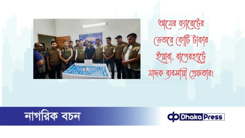 আমের ক্যারেটের ভেতরে কোটি টাকার ইয়াবা, বাগেরহাটে মাদক ব্যবসায়ী গ্রেফতার আমের ক্যারেটের ভেতরে কোটি টাকার ইয়াবা, বাগেরহাটে মাদক ব্যবসায়ী গ্রেফতার