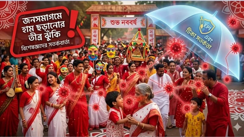 নববর্ষের জনসমাগমে হাম ছড়ানোর তীব্র ঝুঁকি নববর্ষের জনসমাগমে হাম ছড়ানোর তীব্র ঝুঁকি